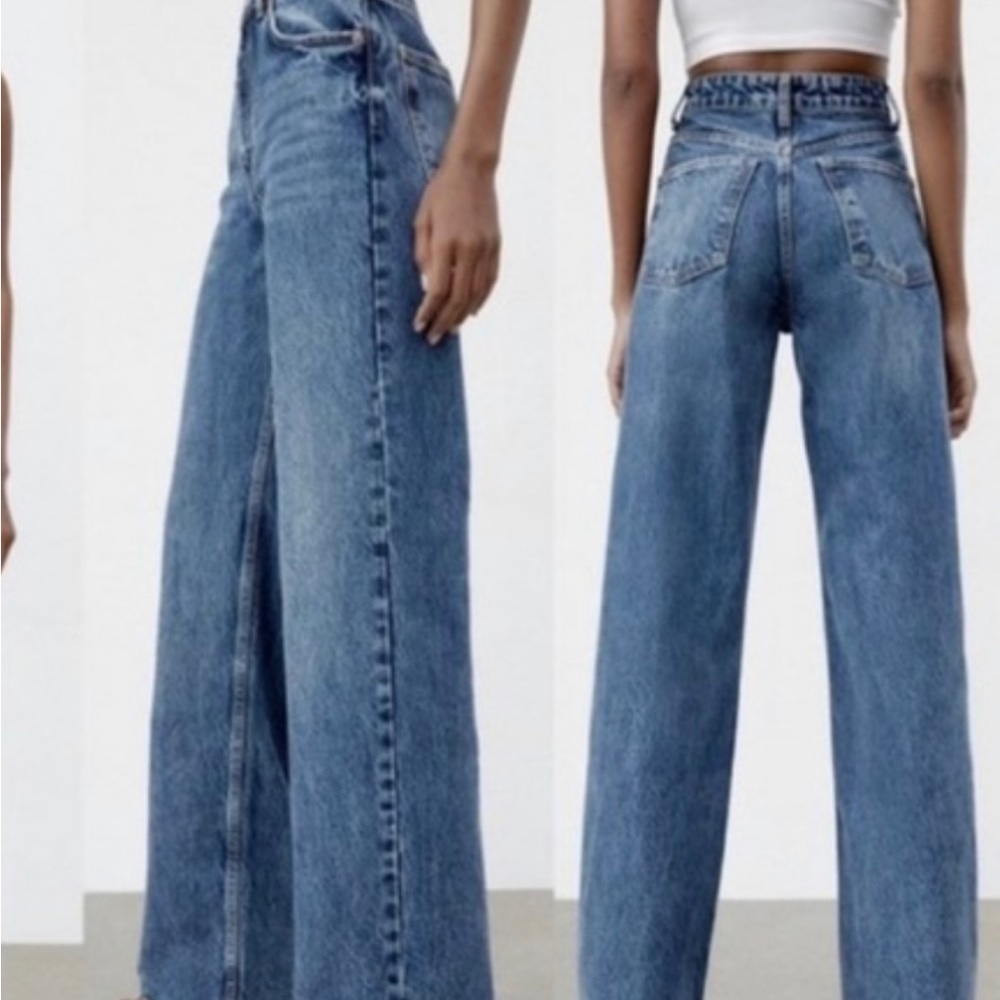 Zara High-rise Full Length Dark Wash Jeans